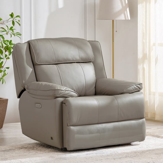 Torino Half Leather 1-Seater Electric Recliner - Grey
