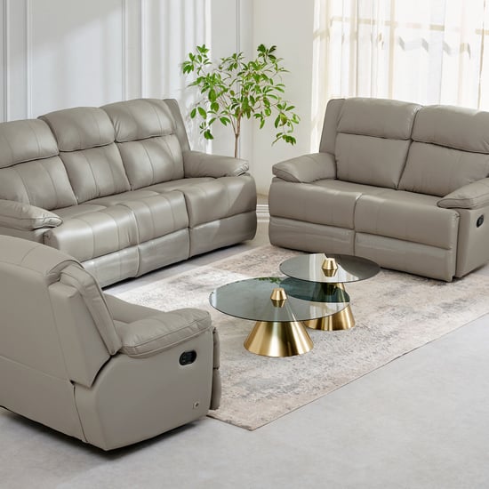 Torino Half Leather 3+2+1 Seater Recliner Set - Grey