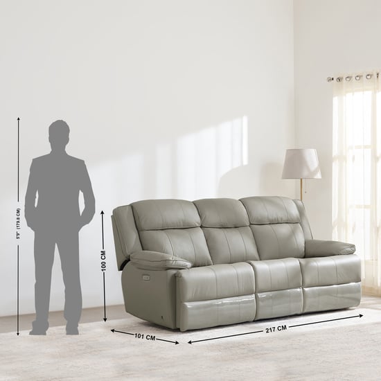 Torino Half Leather 3+1+1 Seater Electric Recliner Set - Grey
