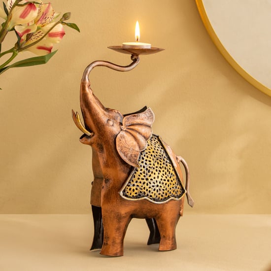 Corsica Mystic India Metal Elephant T-Light Holder - Large
