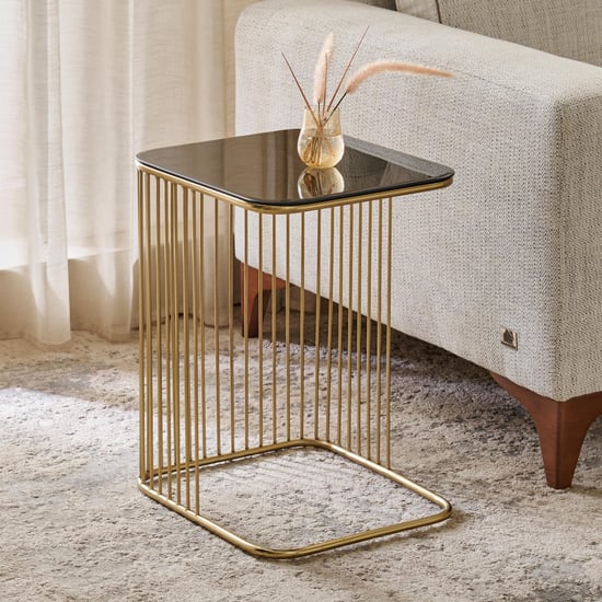 Opus Glass Top Accent Table - Gold
