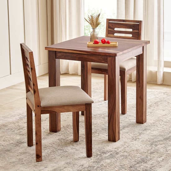 Adana Grand Sheesham Wood 2-Seater Dining Table Set with Chairs - Brown