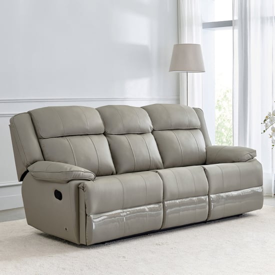 Torino Faux Leather 3-Seater Recliner - Grey