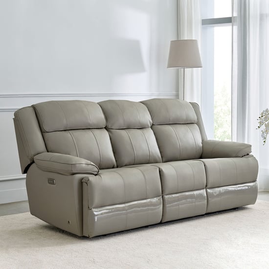 Torino Faux Leather 3-Seater Electric Recliner - Grey