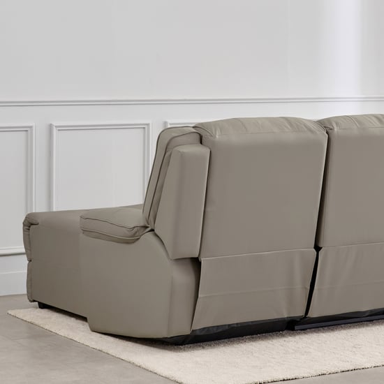 Torino Half Leather 3-Seater Electric Recliner with Right Chaise - Grey
