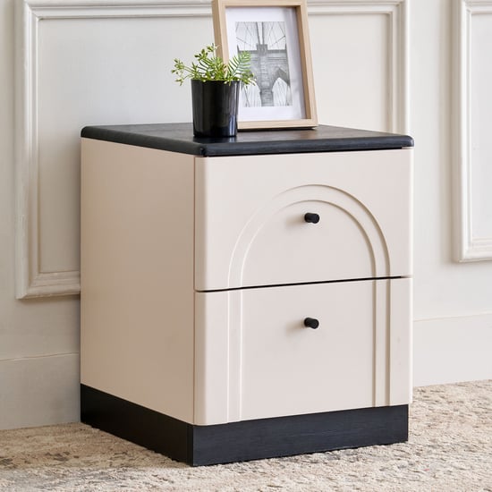 Saga Bedside Table with Drawers - Beige