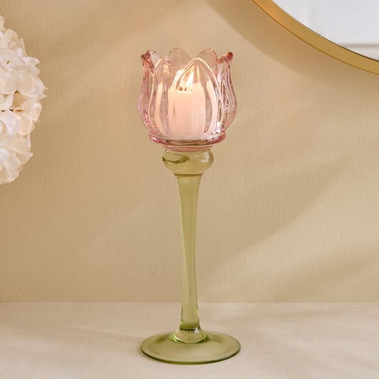 Fiora Delphi Glass Tulip Pedestal T-Light Holder