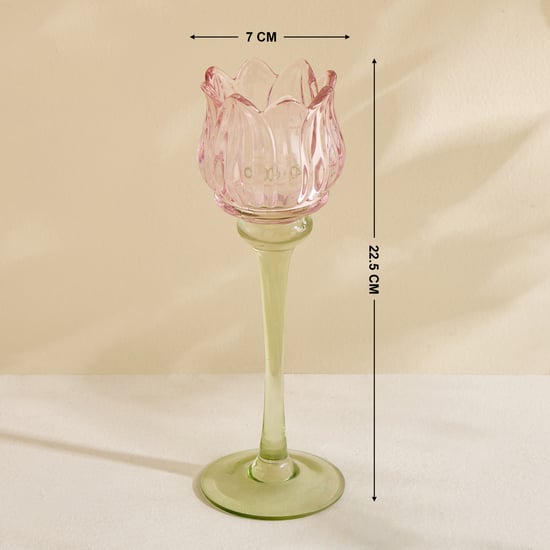 Fiora Delphi Glass Tulip Pedestal T-Light Holder