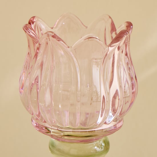 Fiora Delphi Glass Tulip Pedestal T-Light Holder