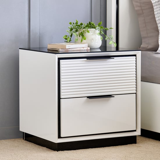 Sterling Bedside Table with Drawer - White