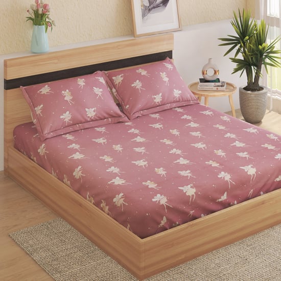 Slate Kids Fairies Cotton 150TC Printed 3Pcs Queen Bedsheet Set