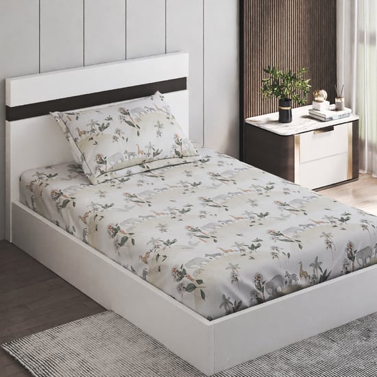 Slate Kids Safari Cotton 150TC Printed 2Pcs Single Bedsheet Set