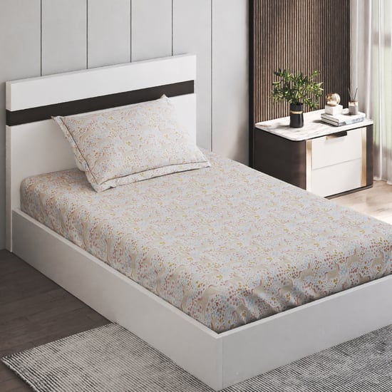 Slaye Polka Cotton 150TC Printed 2Pcs Single Bedsheet Set