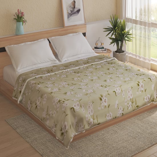 Belmont Marcos Sage Cotton Floral Print Double Dohar
