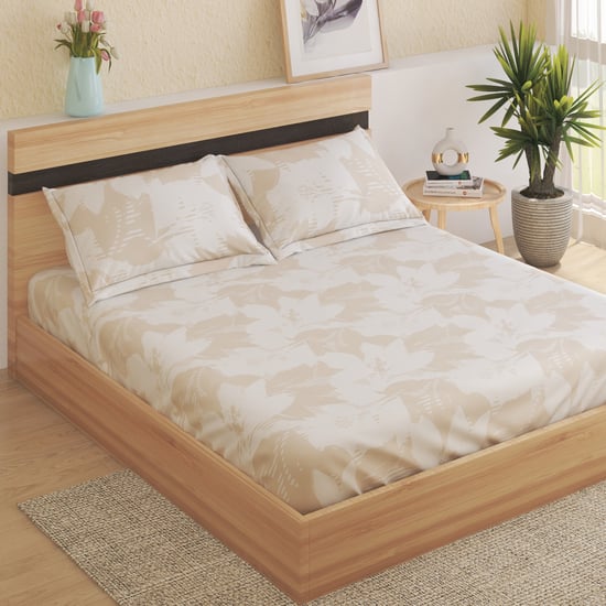 Ezra Bloom Cotton 144TC Printed 3Pcs Queen Bedsheet Set