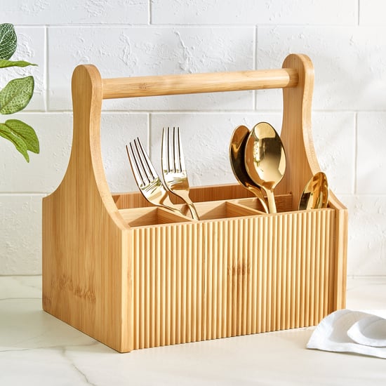 Regal Luxe Bamboo Ribbed Cutlery Holder