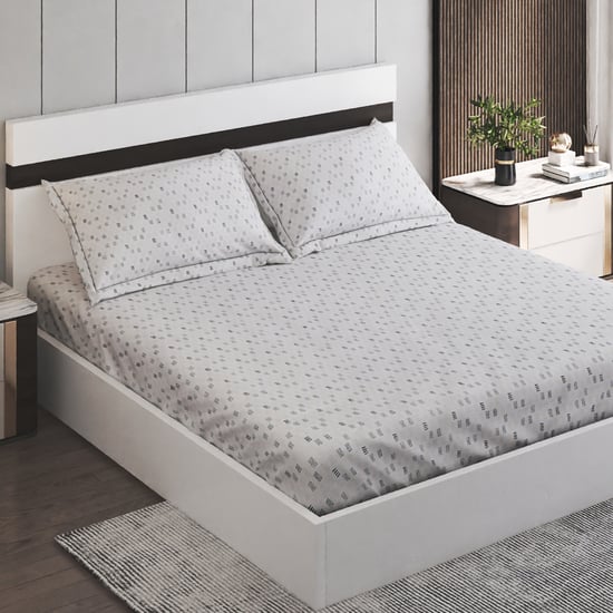 Ecliptic Saga Marta Cotton 200TC Printed 3Pcs Super King Bedsheet Set