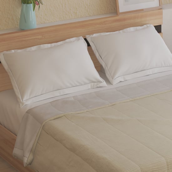 Natural Tranq Ondora Cotton Reversible Double Bed Cover