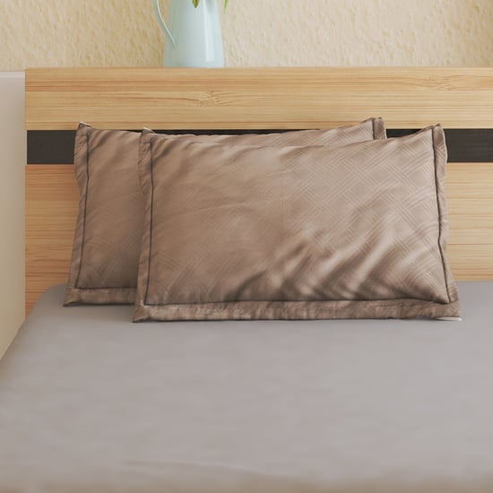 Zepher Grid Set of 2 Cotton Jacquard Pillow Covers - 70x45cm