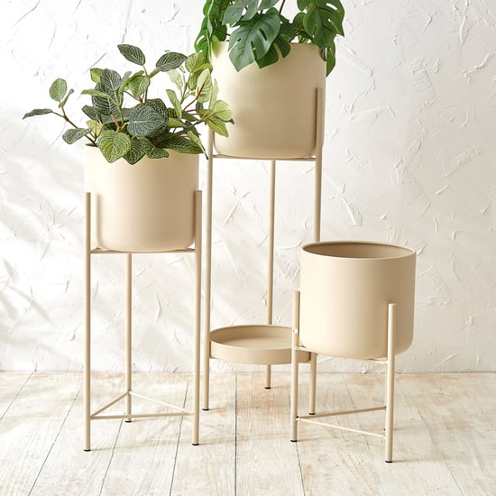 Lets Garden Rustica Set of 3 Metal Floor Planters with Stand