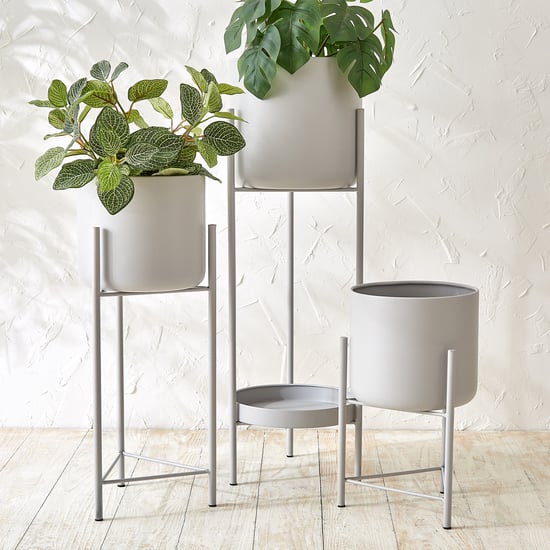 Lets Garden Rustica Set of 3 Metal Floor Planters with Stand