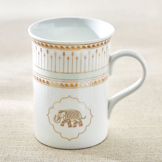 India Inspired Elephant Bone China Printed Coffee Mug - 390ml