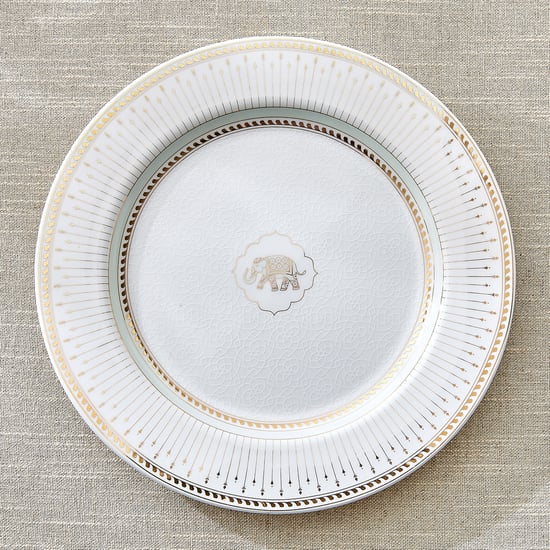 India Inspired Elephant Georgian Bone China Printed Dinner Plate - 28.5cm