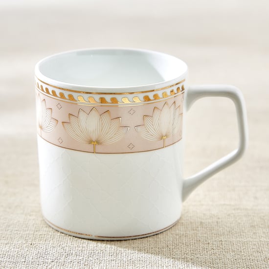 India Inspired Lotus Bone China Printed Coffee Mug - 230ml