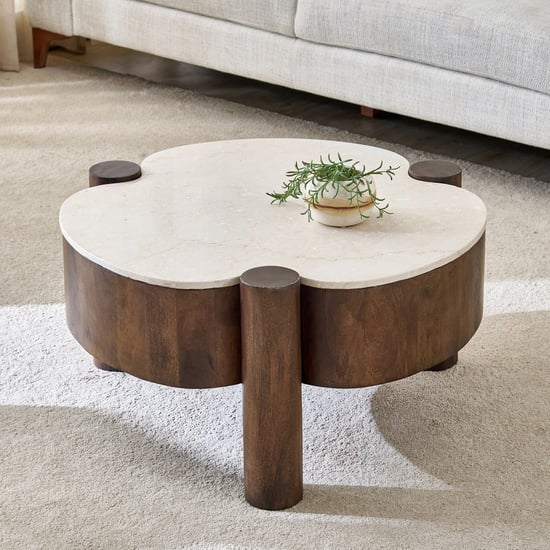 Alexa Marble Top Coffee Table - Walnut