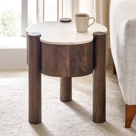 Alexa Marble Top End Table - Walnut