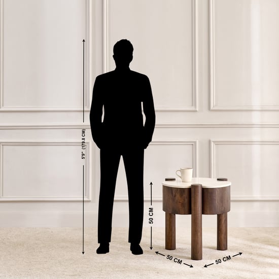 Alexa Marble Top End Table - Walnut