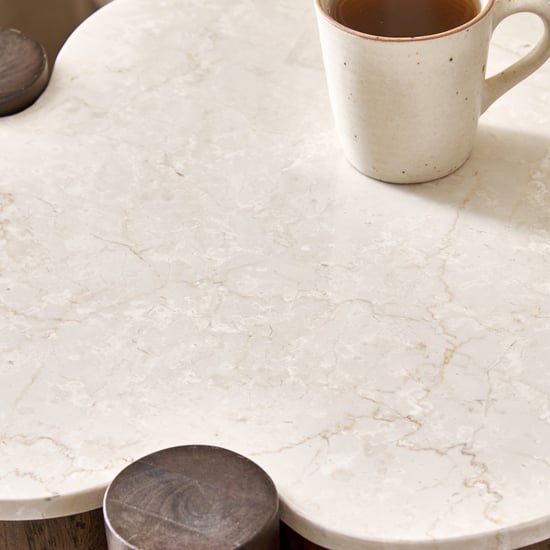 Alexa Marble Top End Table - Walnut
