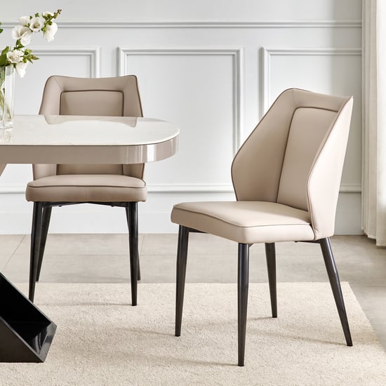 Marcello NXT Set of 2 Faux Leather Dining Chairs - Beige