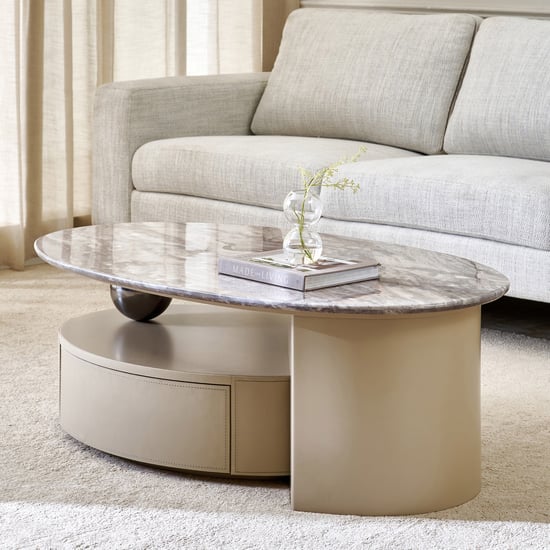 Clair De Lune Faux Marble Top Coffee Table - Taupe