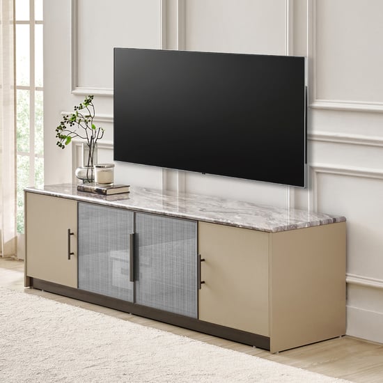 Clair De Lune Faux Marble Top TV Unit - Taupe