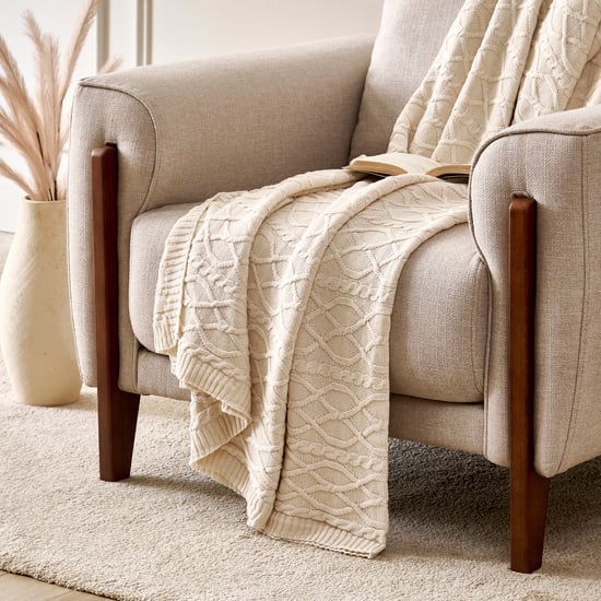 Alchemy Coconut Cotton Cable Knit Single Throw