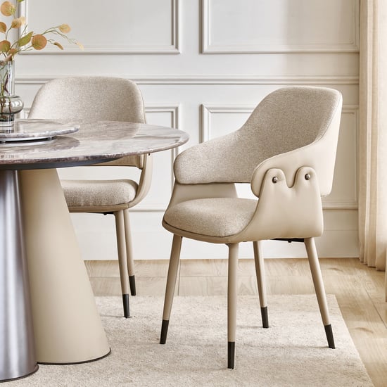 Clair De Lune Set of 2 Fabric Dining Chairs - Beige