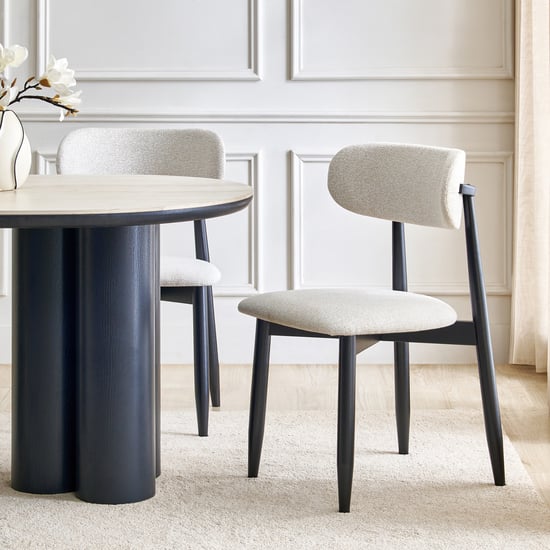 Saga Set of 2 Fabric Dining Chairs - Off White