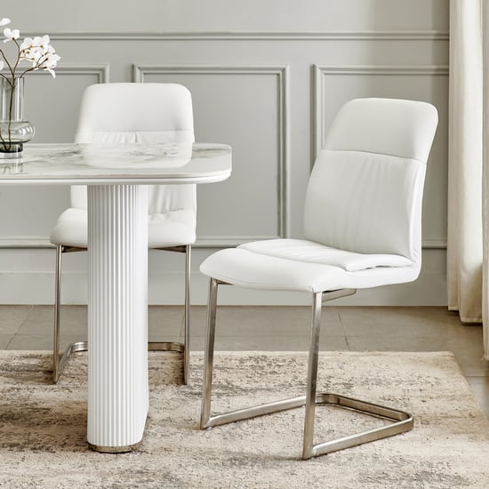 Sophia NXT Set of 2 Faux Leather Dining Chairs - White