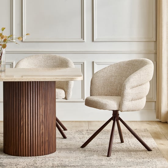 Sundried Sanctuary Set of 2 Fabric Dining Chairs - Beige