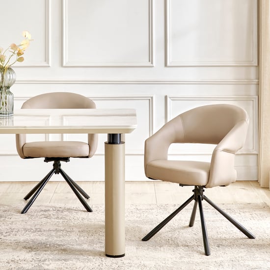 Torino Set of 2 Faux Leather Dining Chairs - Brown