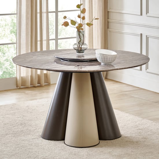 Clair De Lune Faux Marble Top 6-Seater Dining Table - Beige