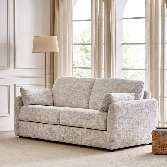 Canaria Fabric 3-Seater Sofa Bed with Cushions - Ivory