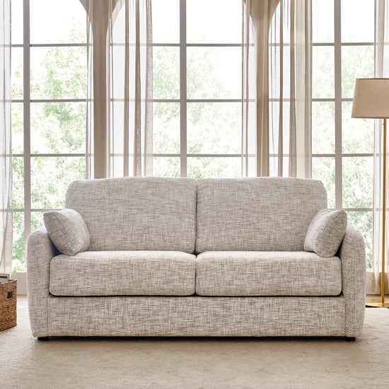 Canaria Fabric 3-Seater Sofa Bed with Cushions - Ivory