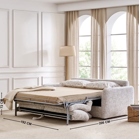 Canaria Fabric 3-Seater Sofa Bed with Cushions - Ivory
