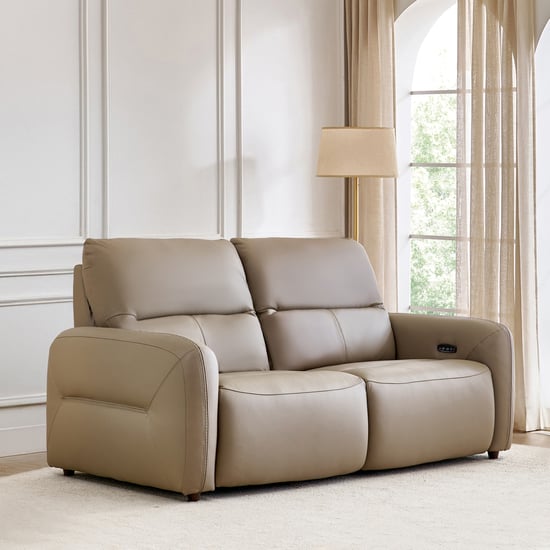 Etowah Half Leather 3-Seater Electric Recliner - Brown