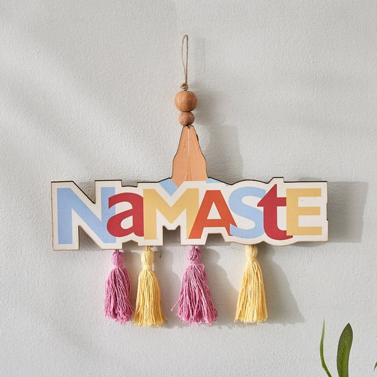 Garnet Interior Wooden Namaste Hanging Wall Accent