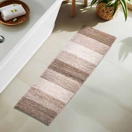 Pristine Melange Striped Anti-Slip Bath Runner - 130x45cm