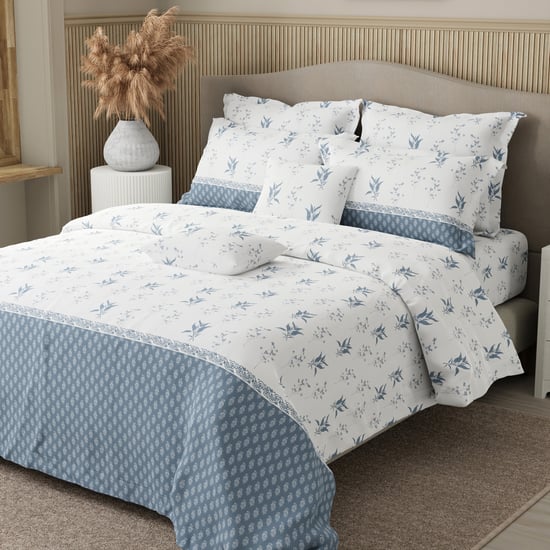 BOUTIQUE LIVING Royal Essence Cotton 400TC Floral Print 7Pcs Super King Bedsheet Set