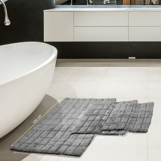 MASPAR Slab Comose Cotton Checked Anti-Slip Bath Mat - 60x40cm